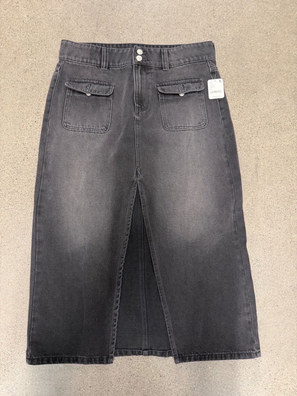 nwt Free People We The Free Madison Denim Midi Skirt in washed black sz 31